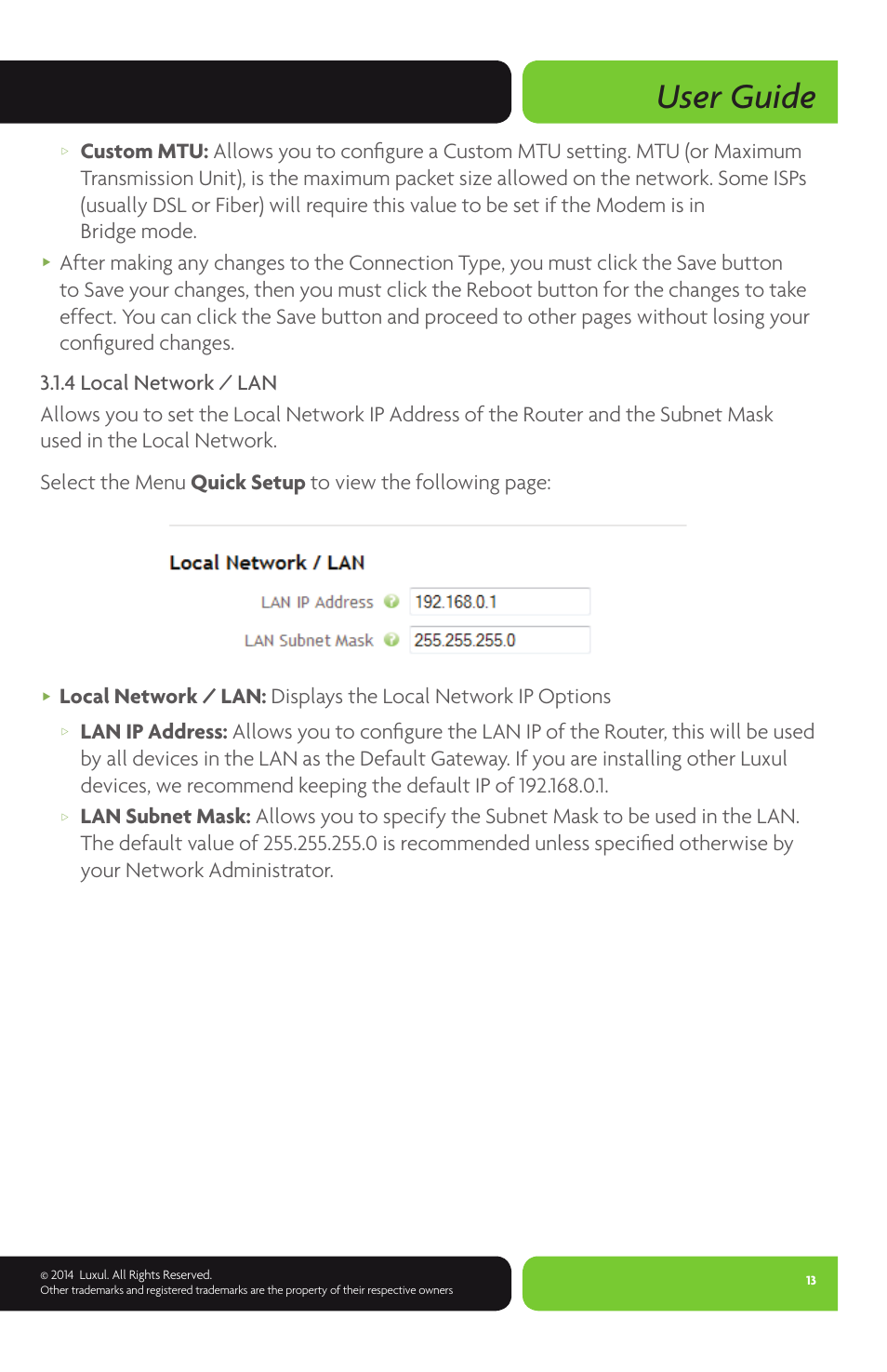 User guide | Luxul XWR-600 User Manual | Page 13 / 48