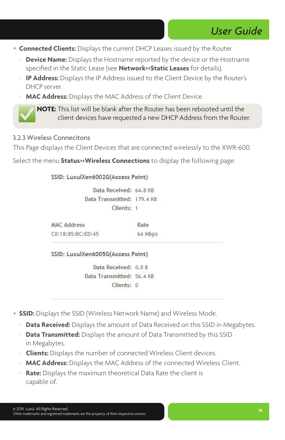 User guide | Luxul XWR-600 User Manual | Page 19 / 48