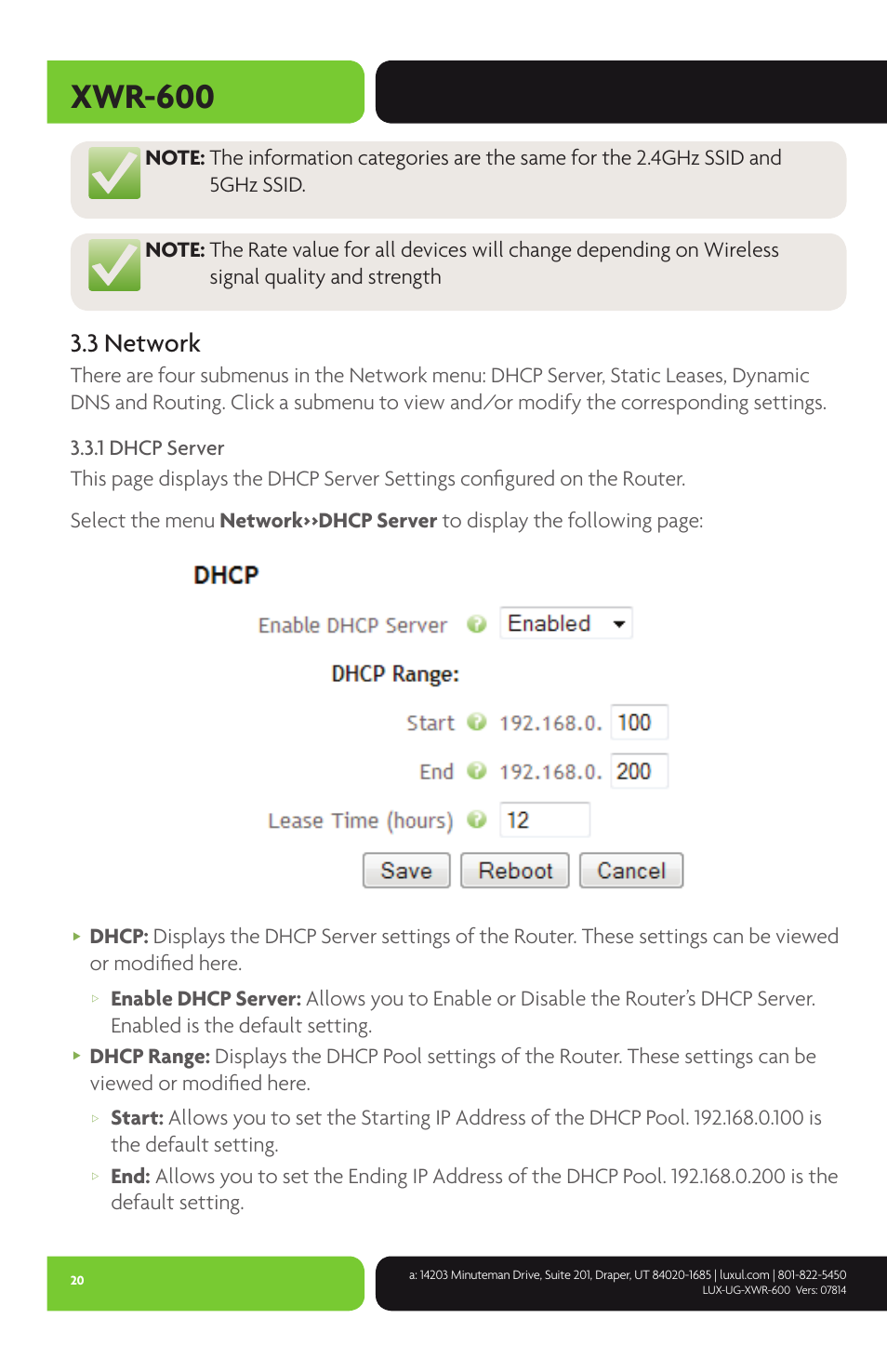 Xwr-600, 3 network | Luxul XWR-600 User Manual | Page 20 / 48