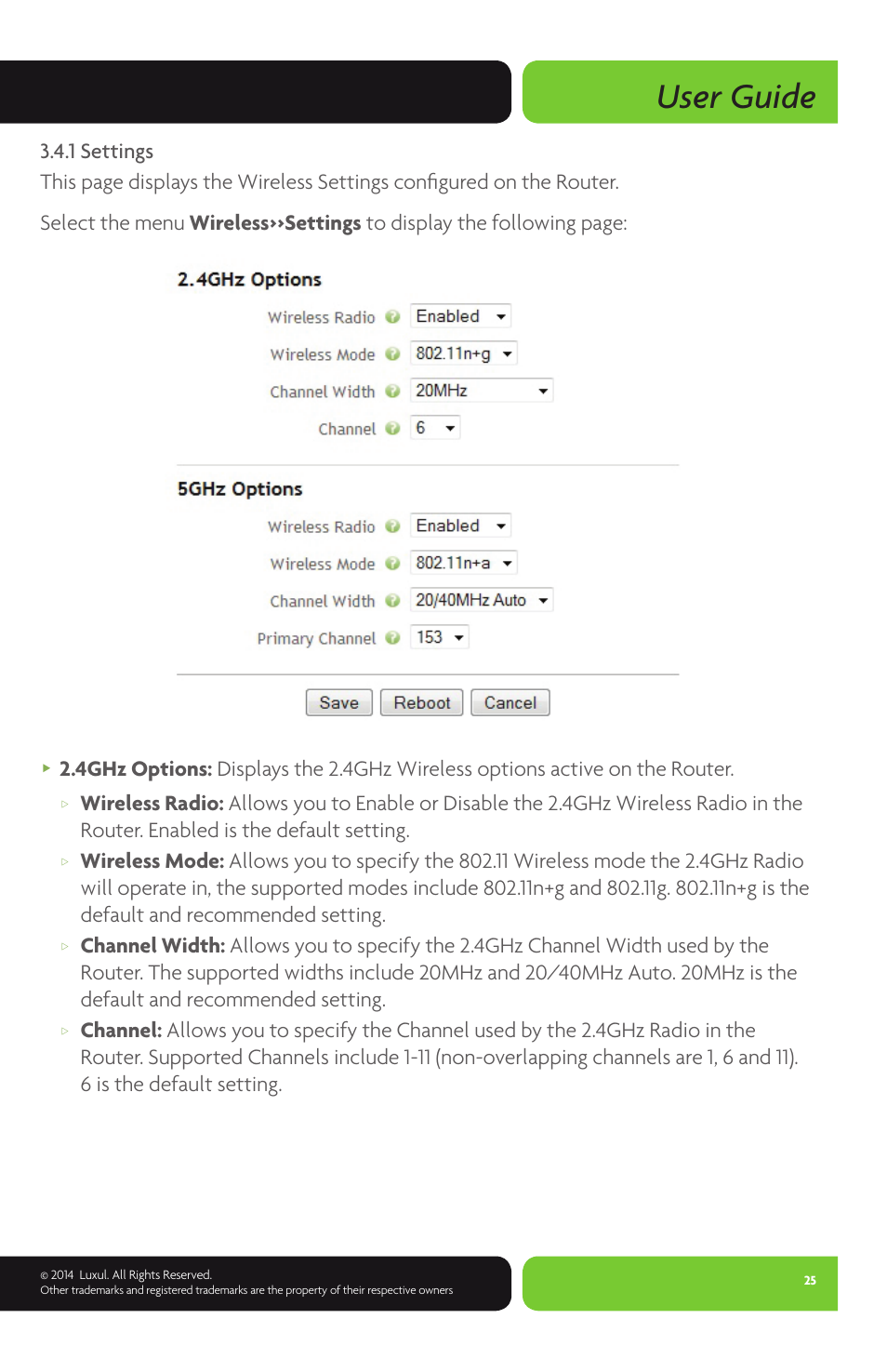 User guide | Luxul XWR-600 User Manual | Page 25 / 48