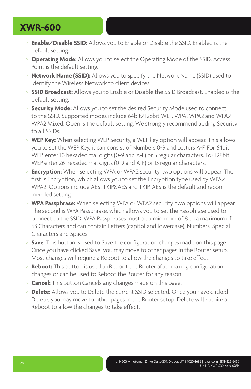 Xwr-600 | Luxul XWR-600 User Manual | Page 28 / 48