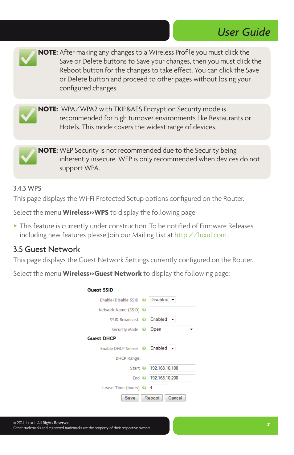 User guide, 5 guest network | Luxul XWR-600 User Manual | Page 31 / 48