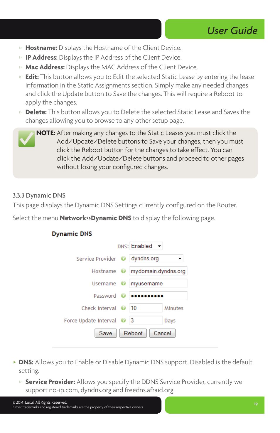 User guide | Luxul XBR-4400 User Manual | Page 19 / 44