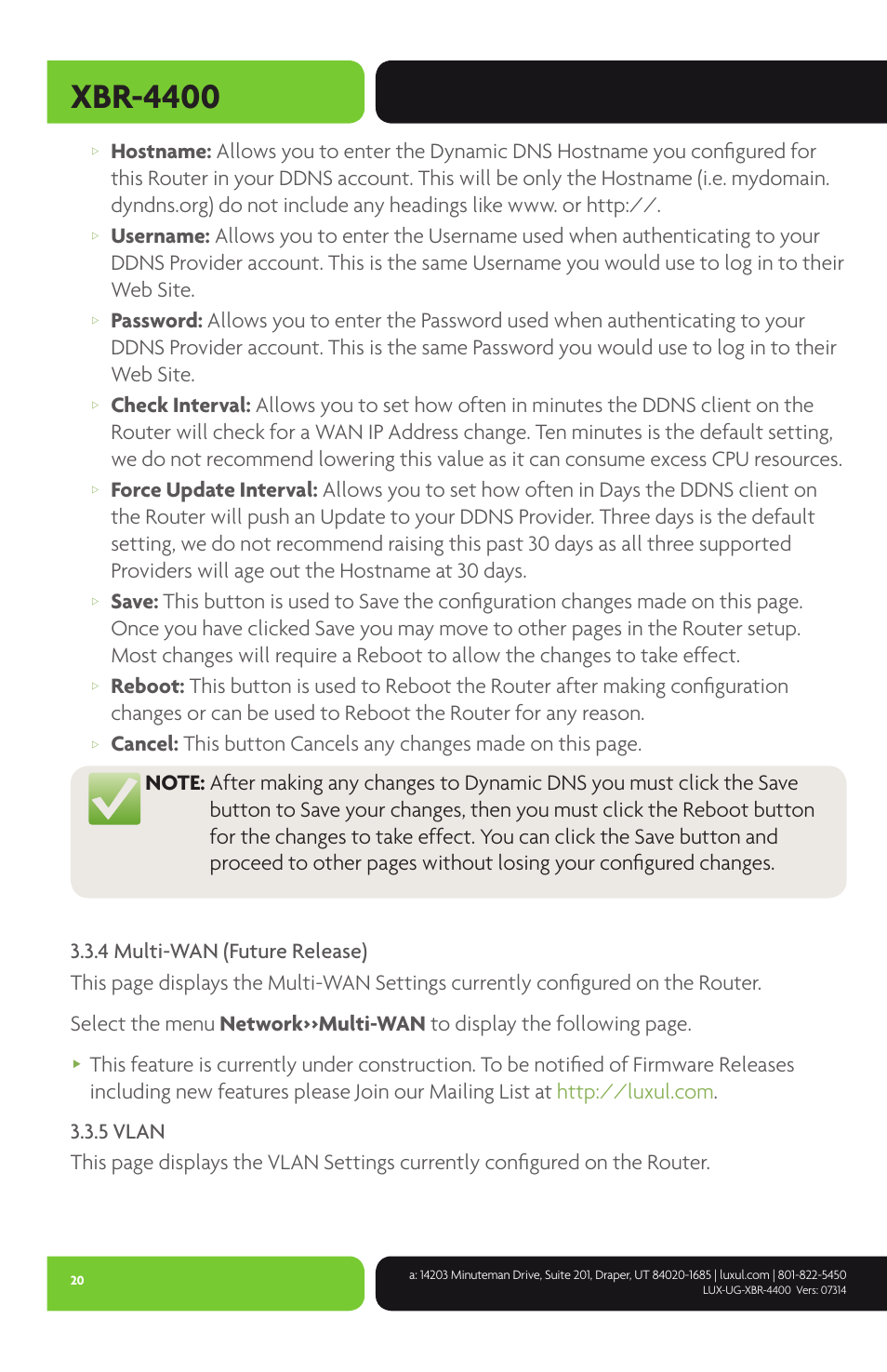 Xbr-4400 | Luxul XBR-4400 User Manual | Page 20 / 44