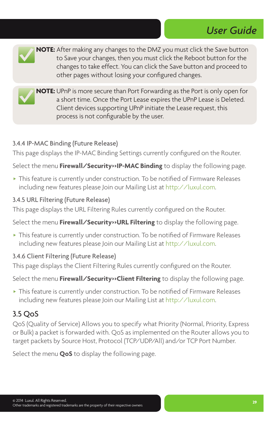 User guide, 5 qos | Luxul XBR-4400 User Manual | Page 29 / 44