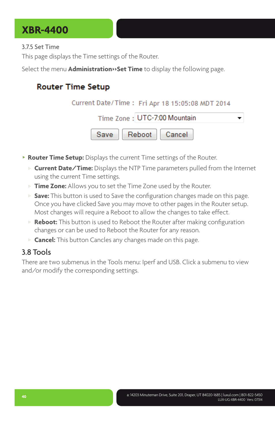 Xbr-4400, 8 tools | Luxul XBR-4400 User Manual | Page 40 / 44