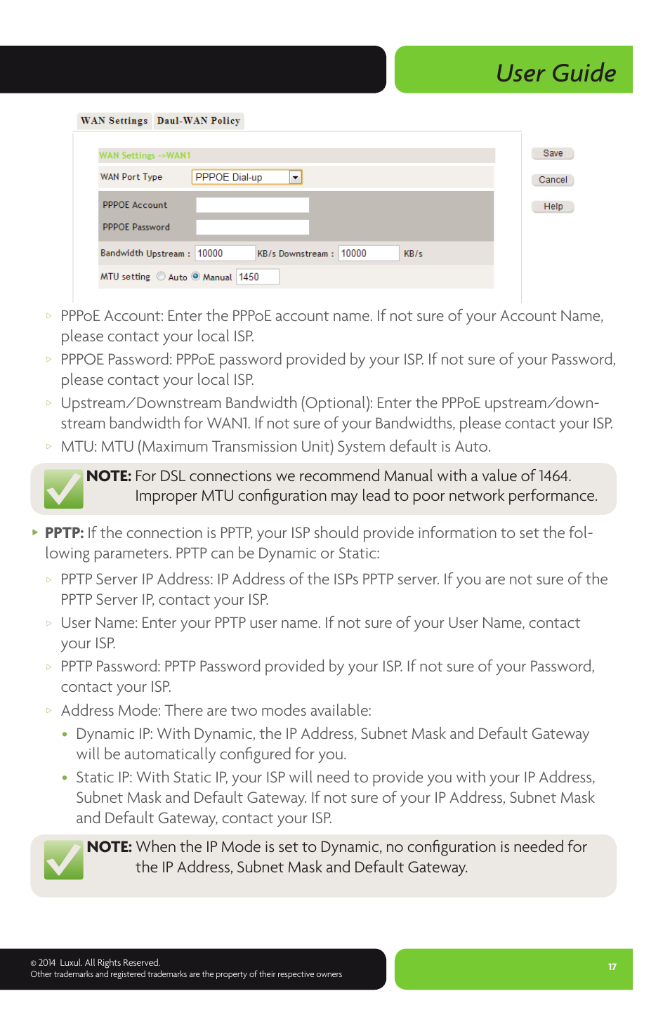 User guide | Luxul XBR-2300 User Manual | Page 17 / 52