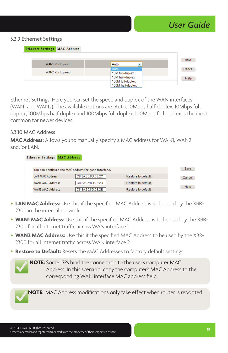 User guide | Luxul XBR-2300 User Manual | Page 25 / 52