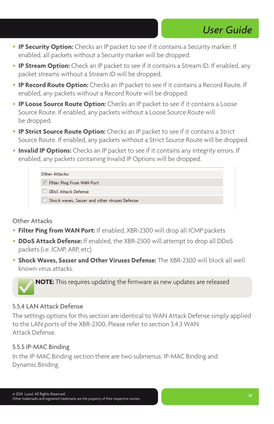 User guide | Luxul XBR-2300 User Manual | Page 37 / 52