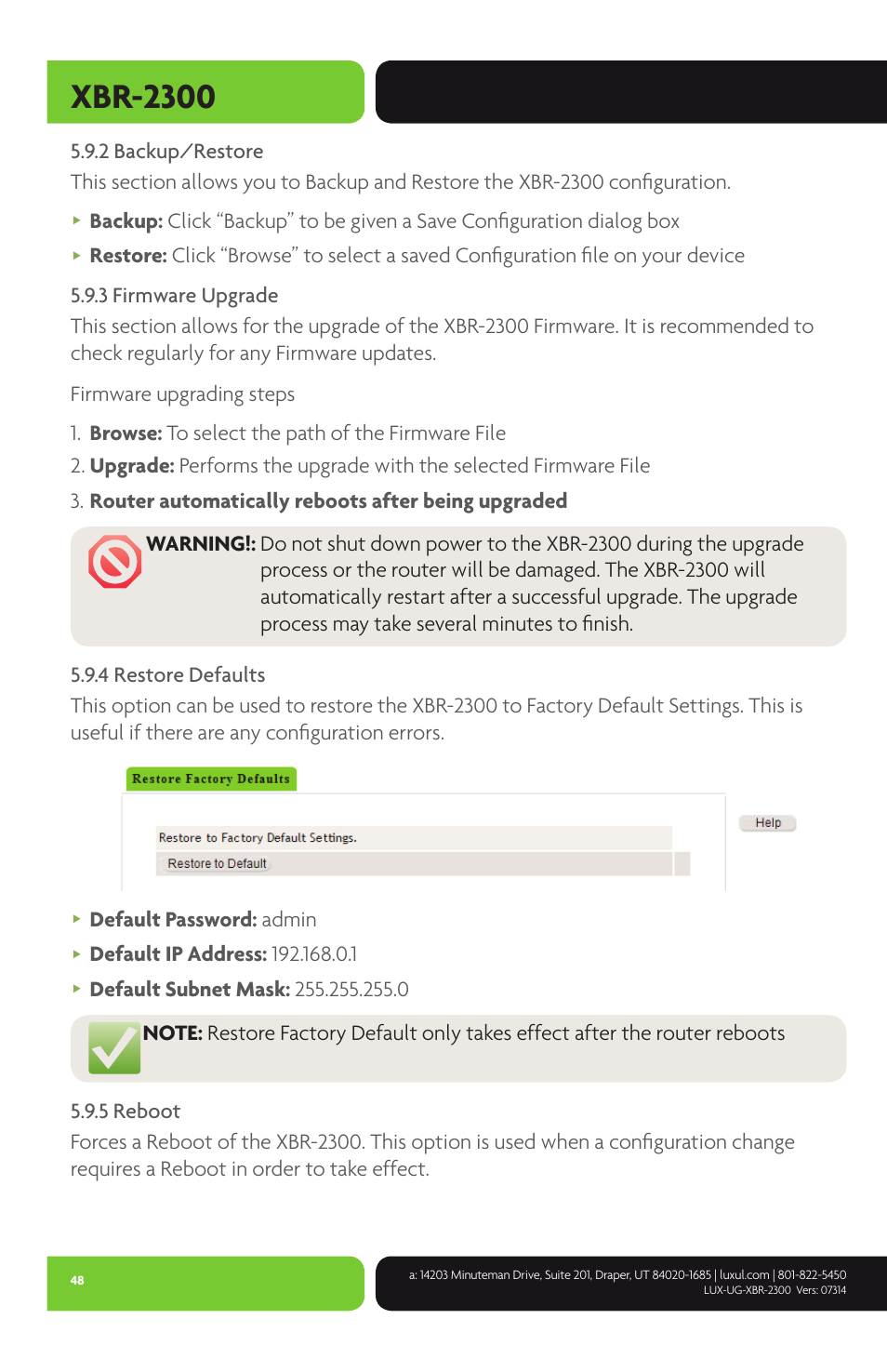 Xbr-2300 | Luxul XBR-2300 User Manual | Page 48 / 52