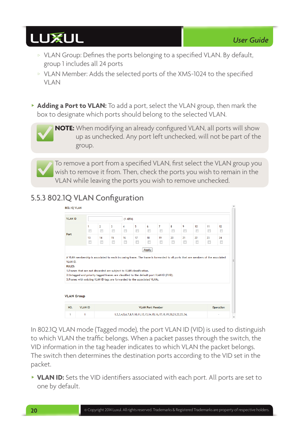 User guide | Luxul XMS-1024 User Manual | Page 20 / 40