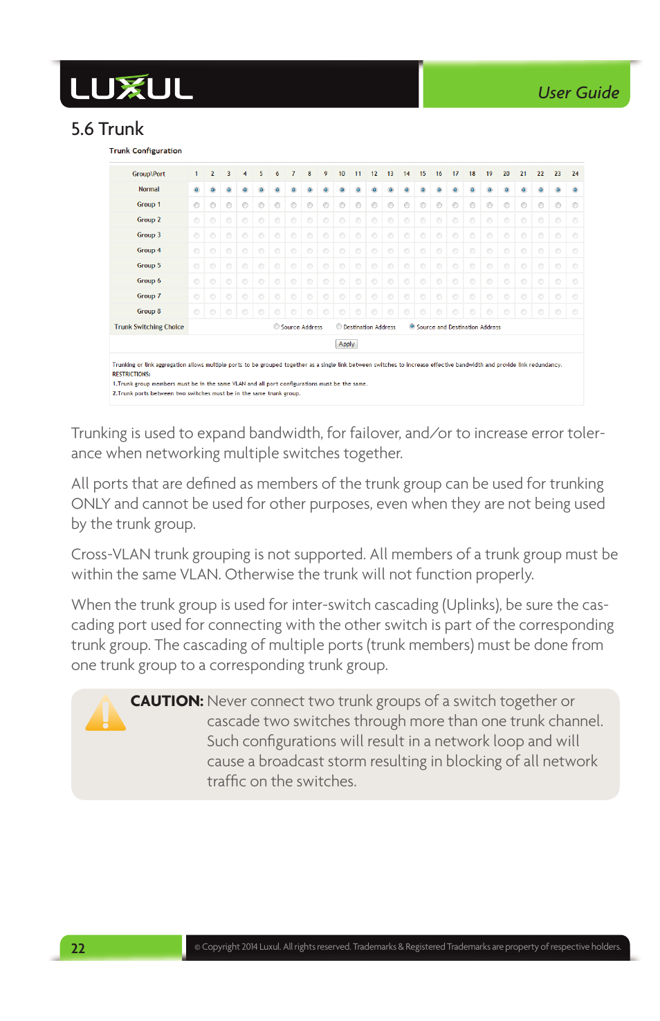 6 trunk | Luxul XMS-1024 User Manual | Page 22 / 40