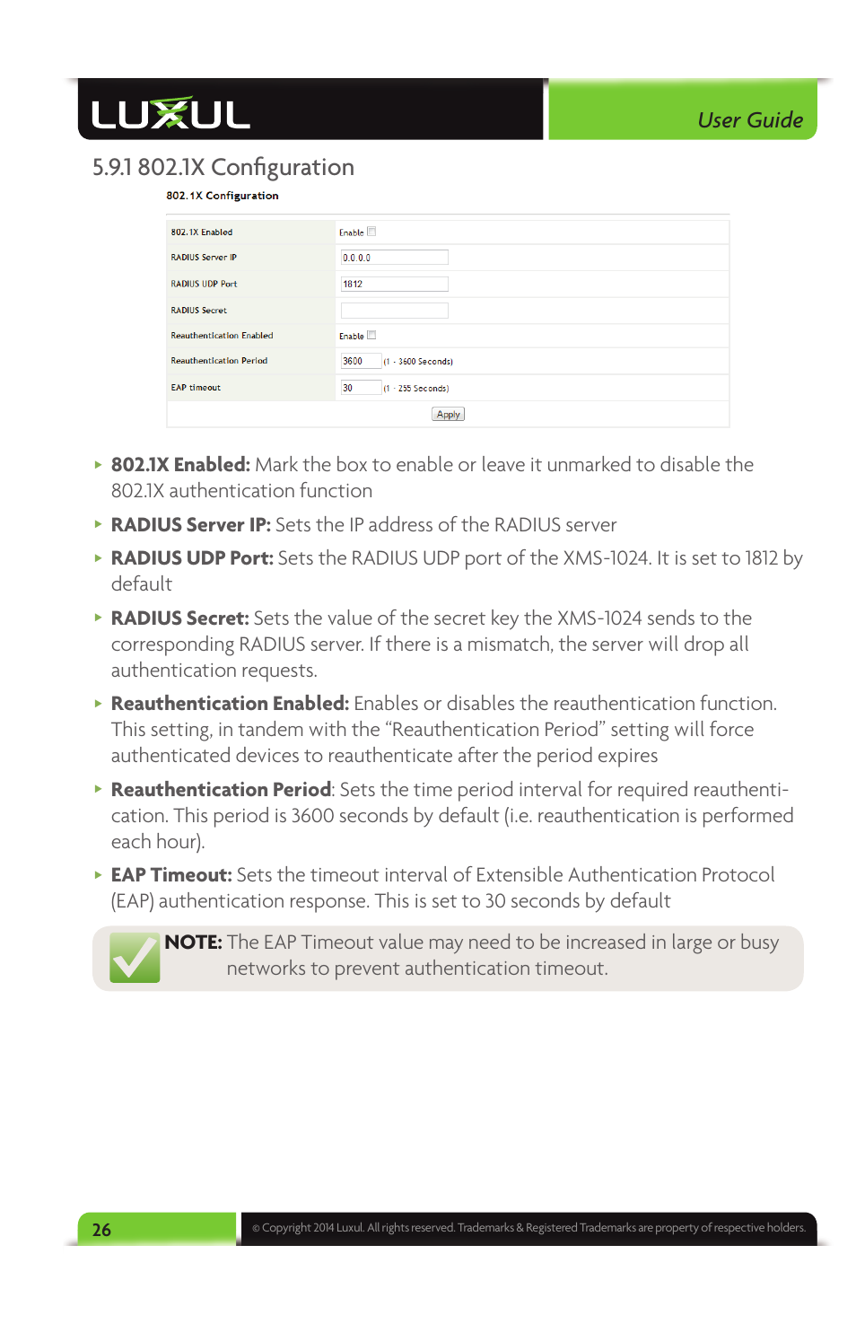 User guide | Luxul XMS-1024 User Manual | Page 26 / 40