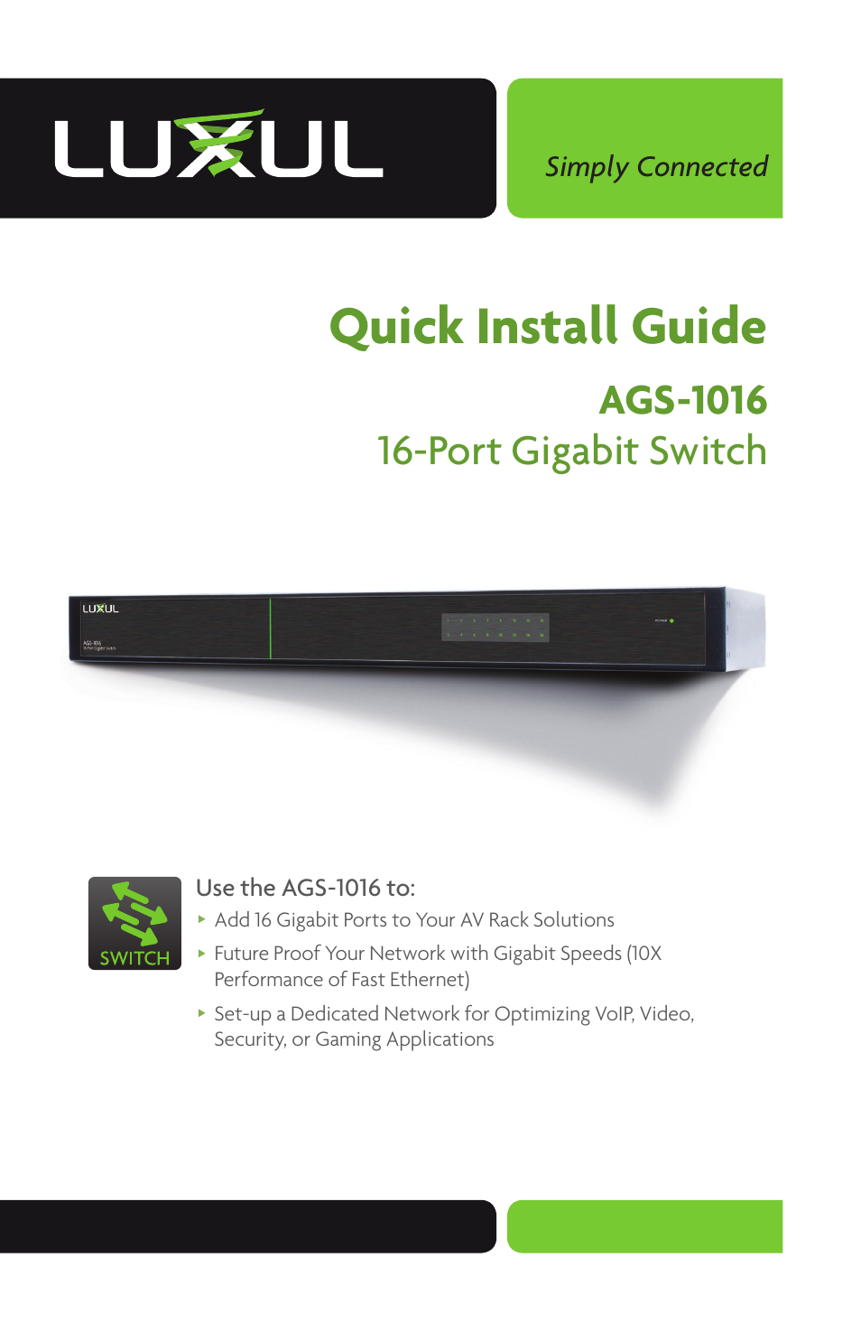 Luxul AGS-1016 User Manual | 8 pages