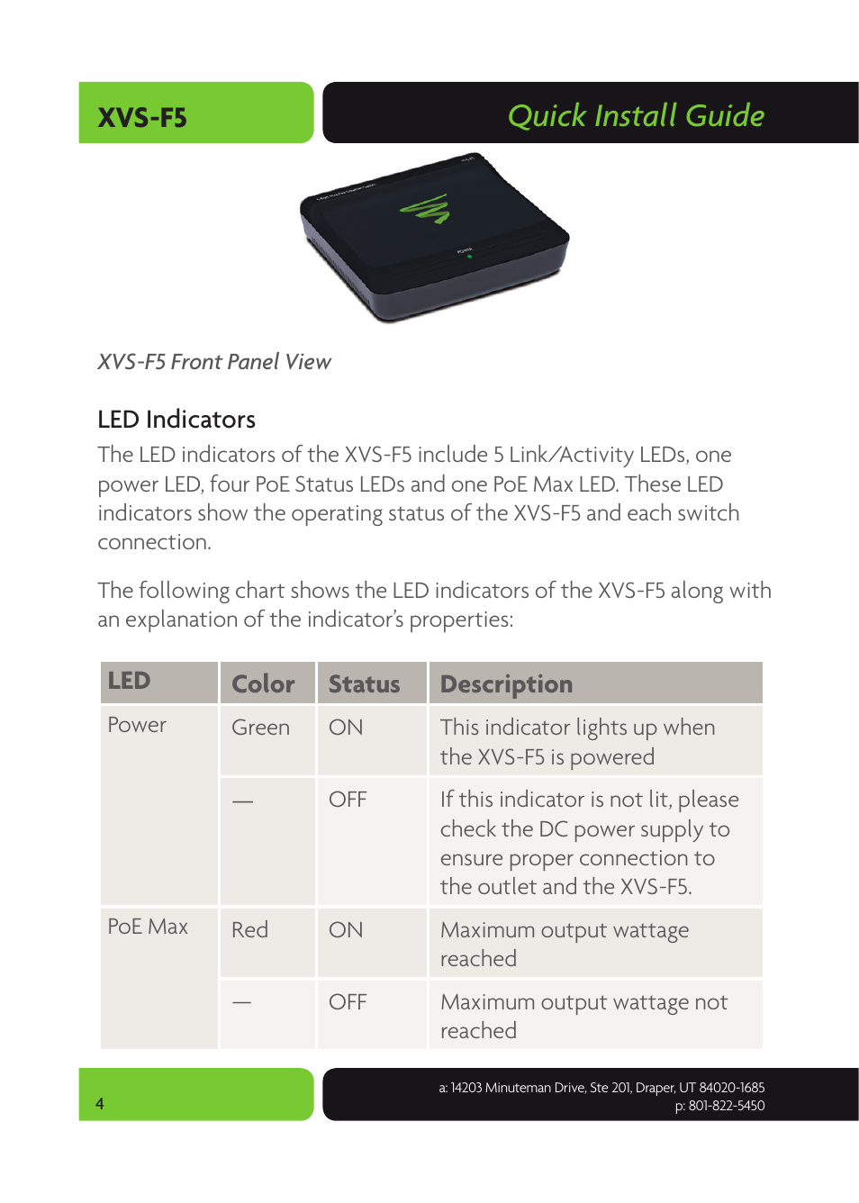 Quick install guide, Xvs-f5 | Luxul XVS-F5 User Manual | Page 4 / 8