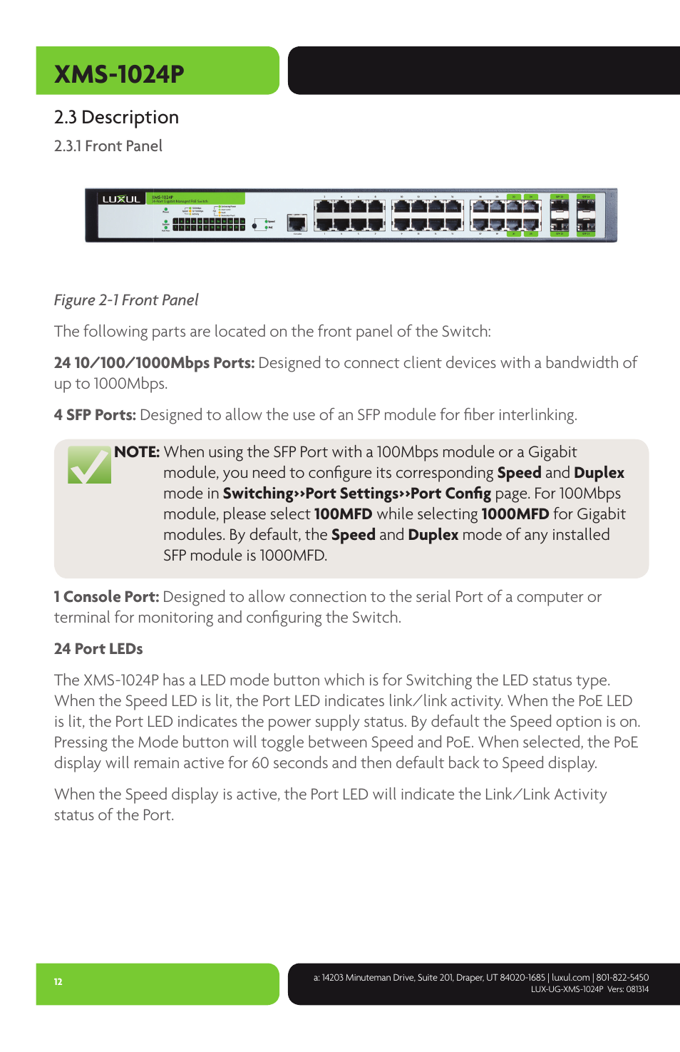 Xms-1024p, 3 description | Luxul XMS-1024P User Manual | Page 12 / 292