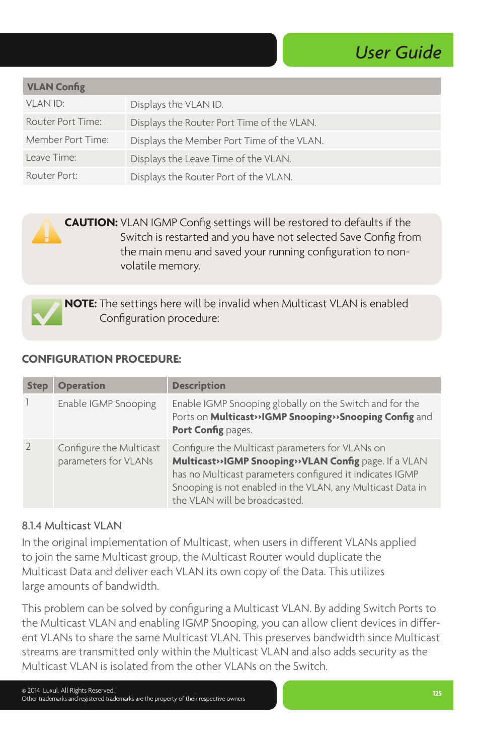 User guide | Luxul XMS-1024P User Manual | Page 125 / 292