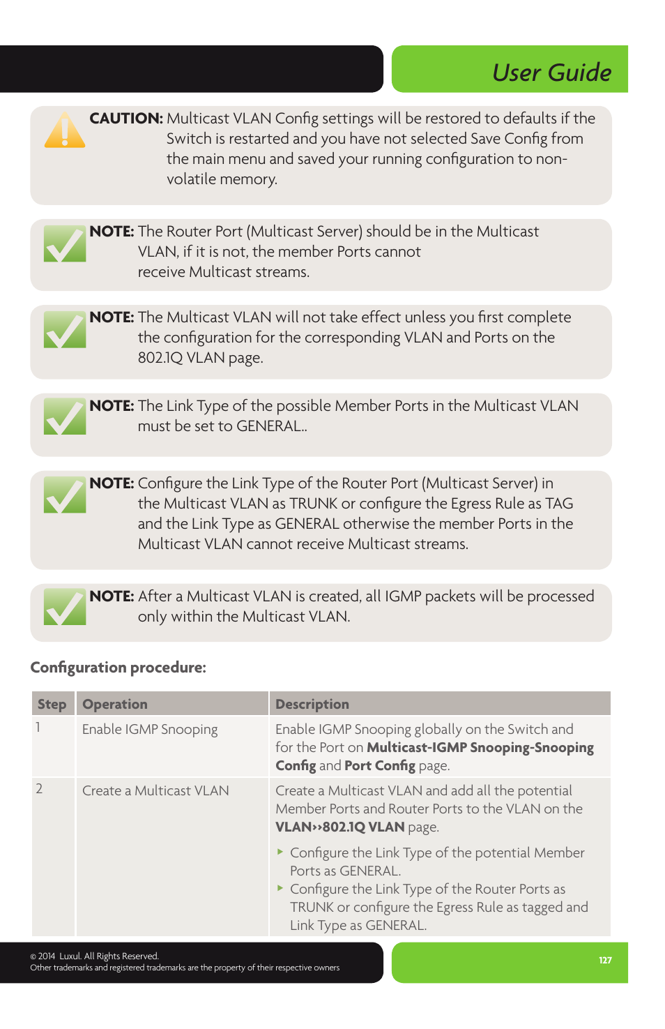 User guide | Luxul XMS-1024P User Manual | Page 127 / 292