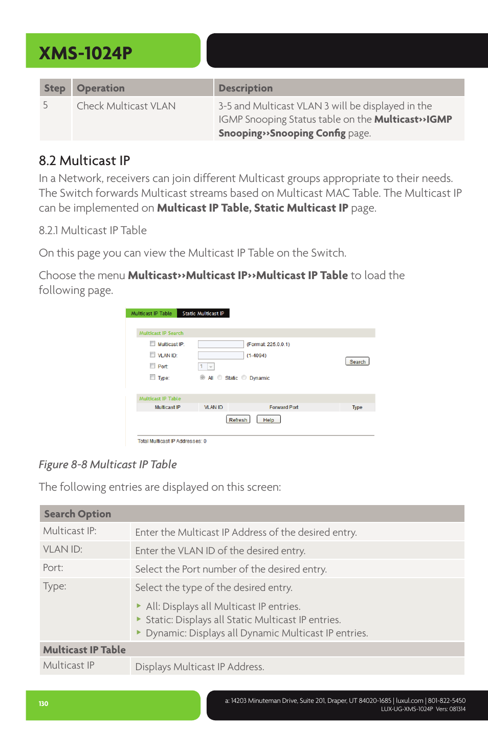 Xms-1024p, 2 multicast ip | Luxul XMS-1024P User Manual | Page 130 / 292