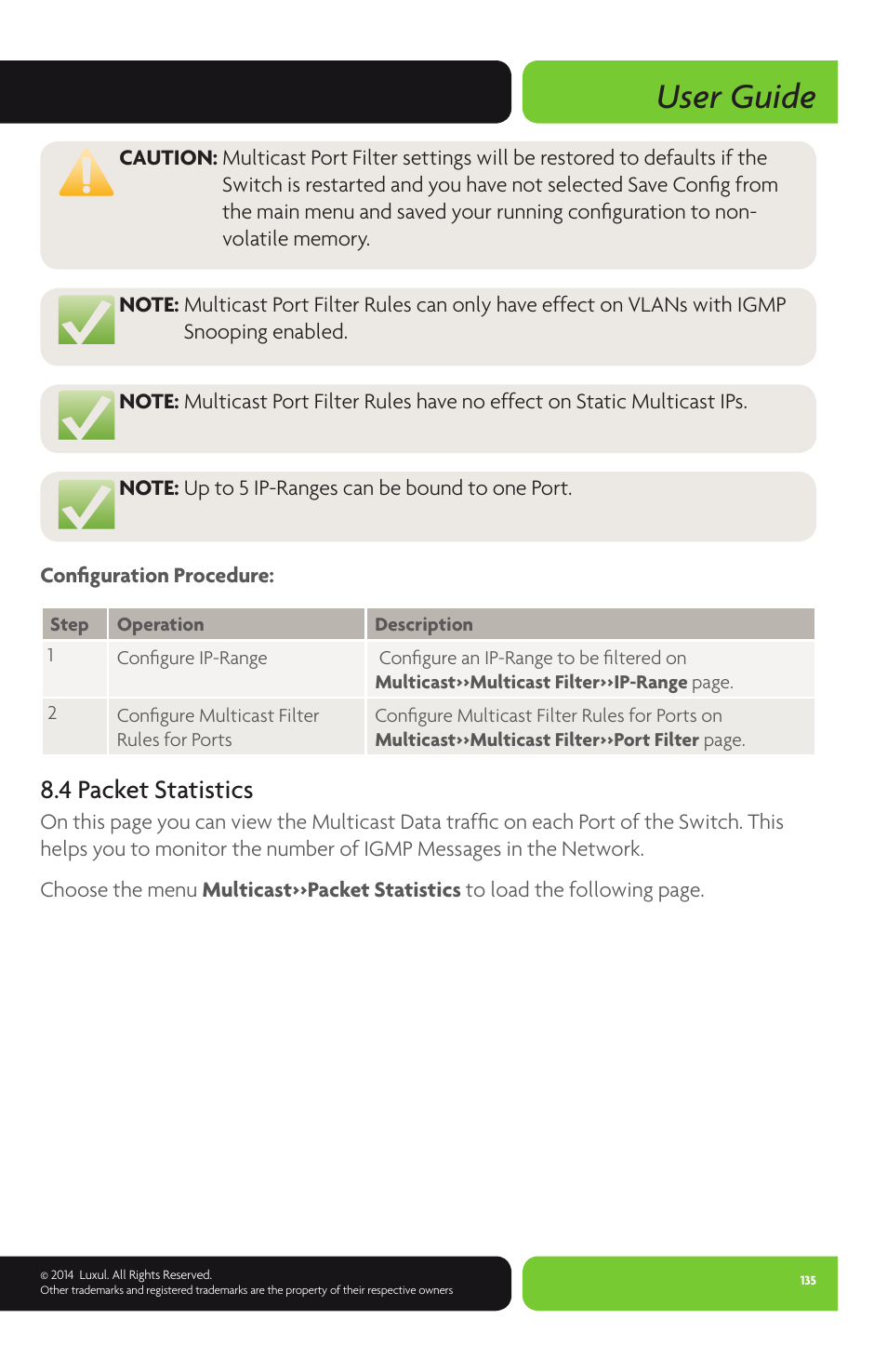 User guide, 4 packet statistics | Luxul XMS-1024P User Manual | Page 135 / 292