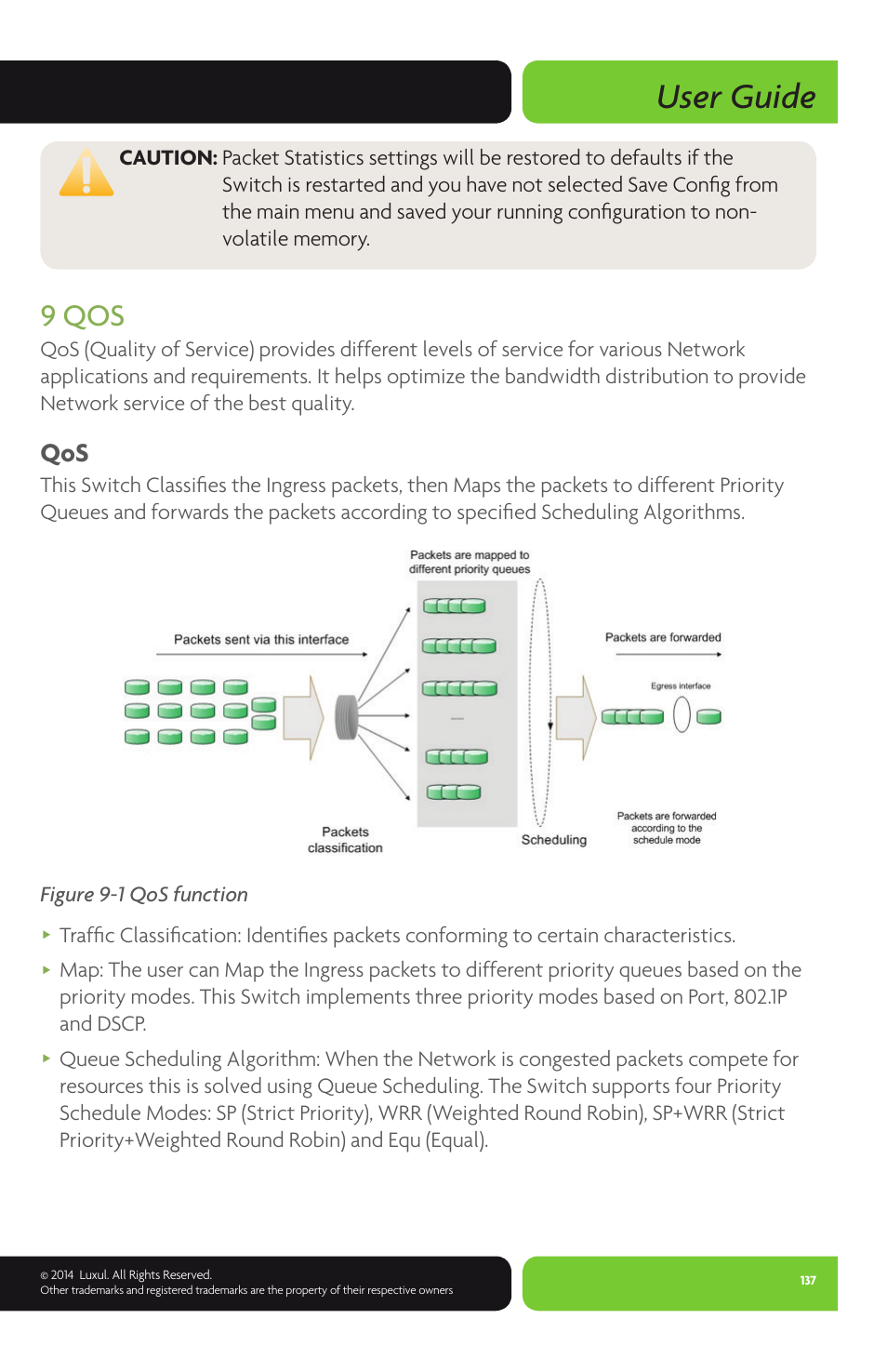 User guide, 9 qos | Luxul XMS-1024P User Manual | Page 137 / 292