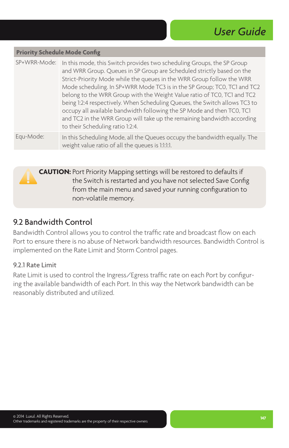 User guide, 2 bandwidth control | Luxul XMS-1024P User Manual | Page 147 / 292