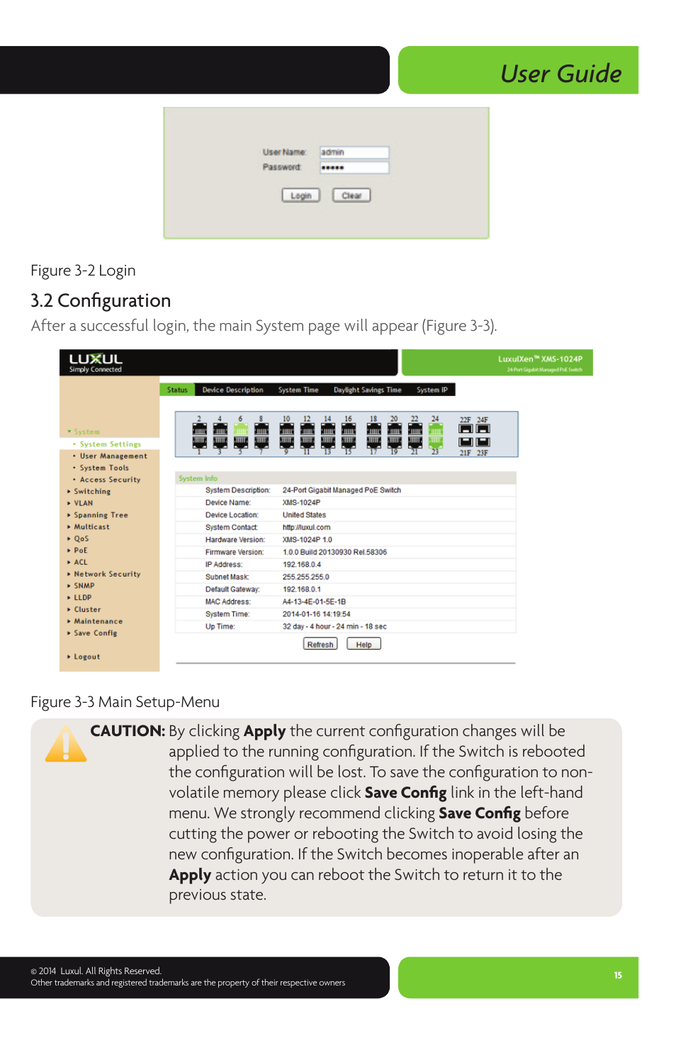 User guide, 2 confi guration | Luxul XMS-1024P User Manual | Page 15 / 292