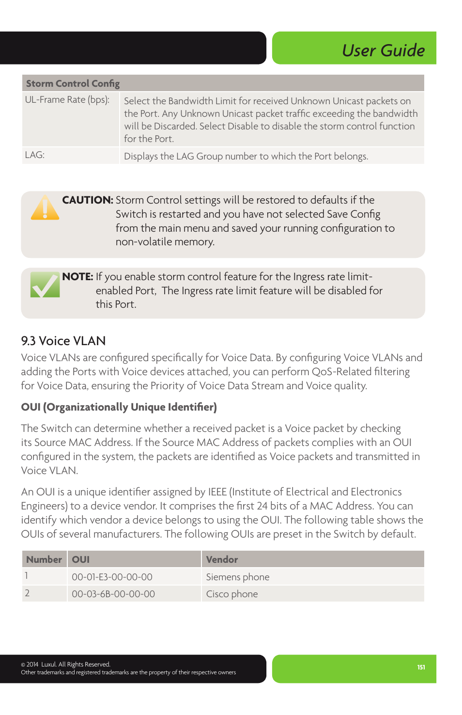 User guide, 3 voice vlan | Luxul XMS-1024P User Manual | Page 151 / 292