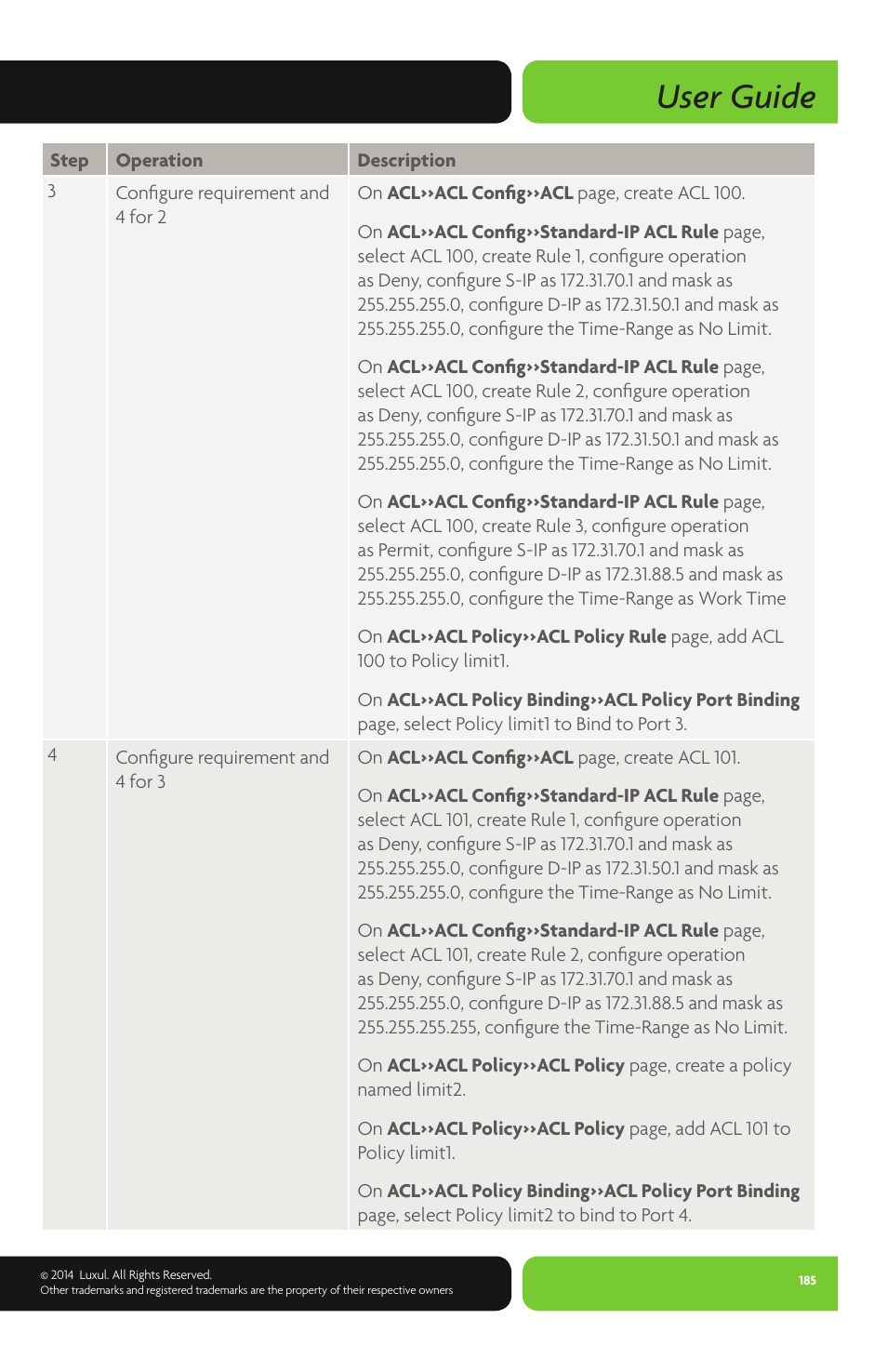 User guide | Luxul XMS-1024P User Manual | Page 185 / 292