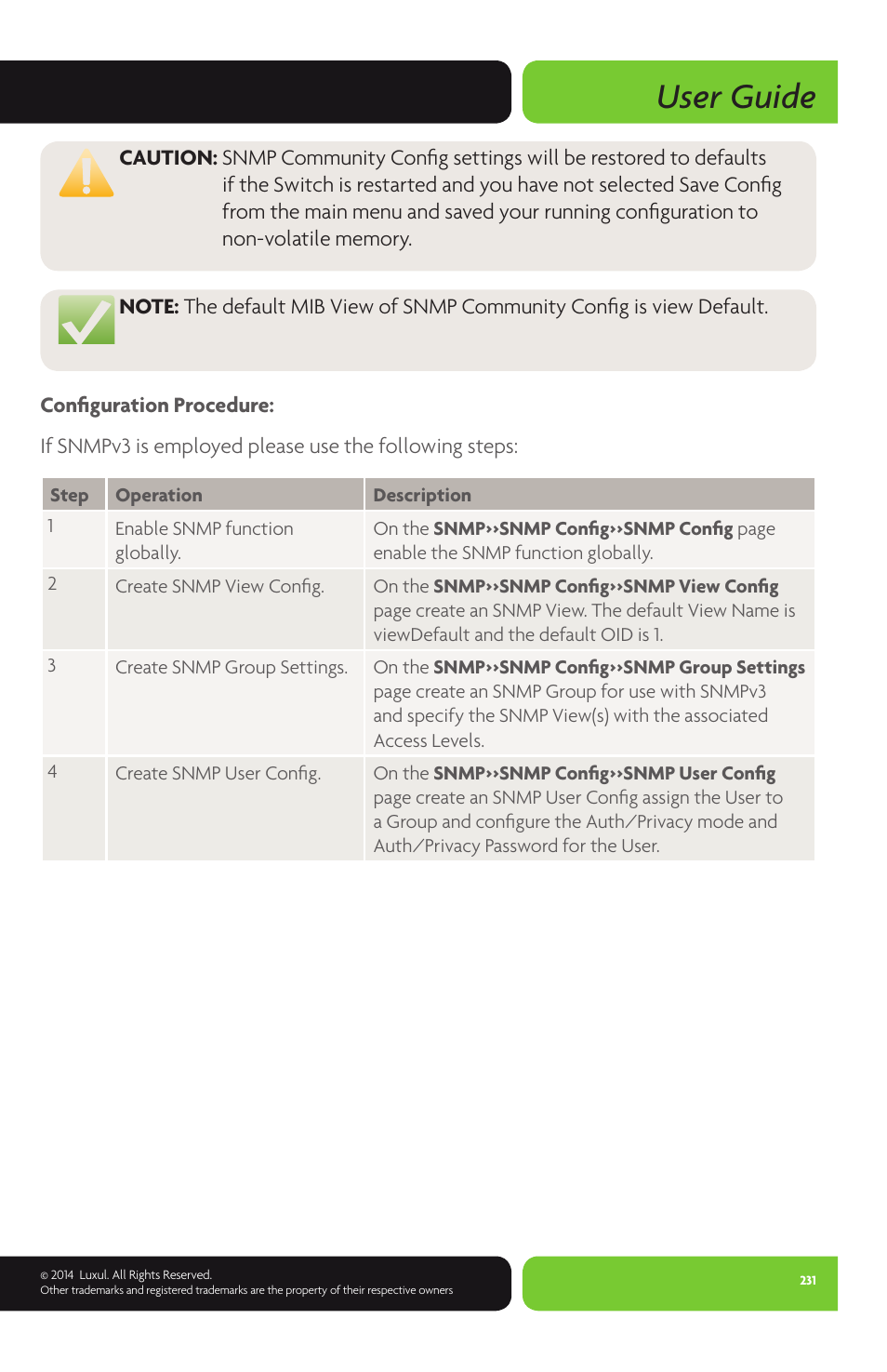 User guide | Luxul XMS-1024P User Manual | Page 231 / 292