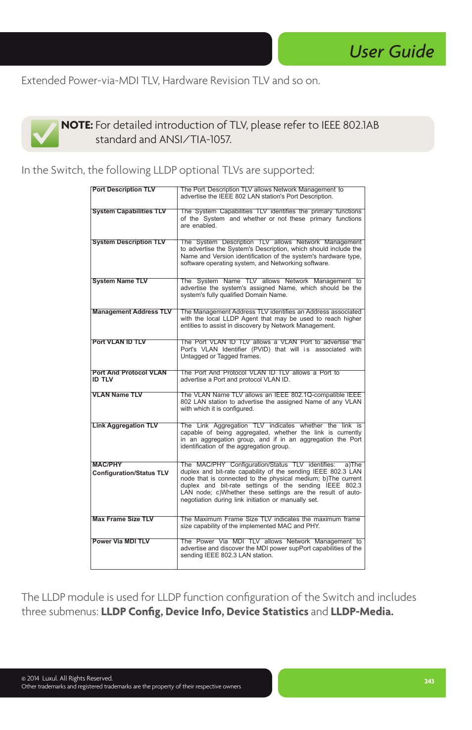 User guide | Luxul XMS-1024P User Manual | Page 243 / 292