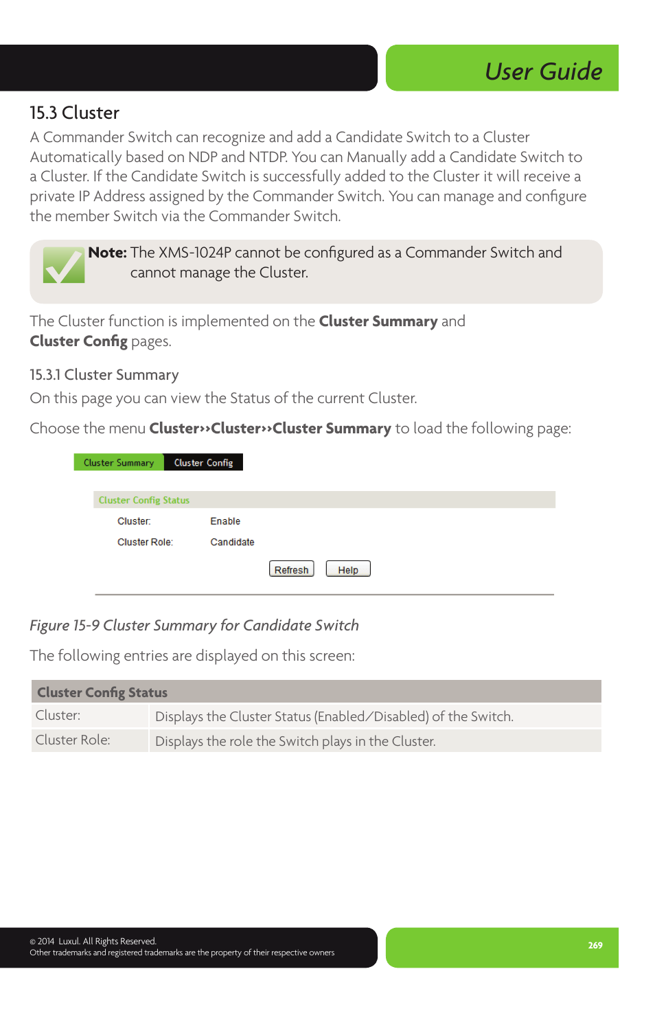 User guide, 3 cluster | Luxul XMS-1024P User Manual | Page 269 / 292