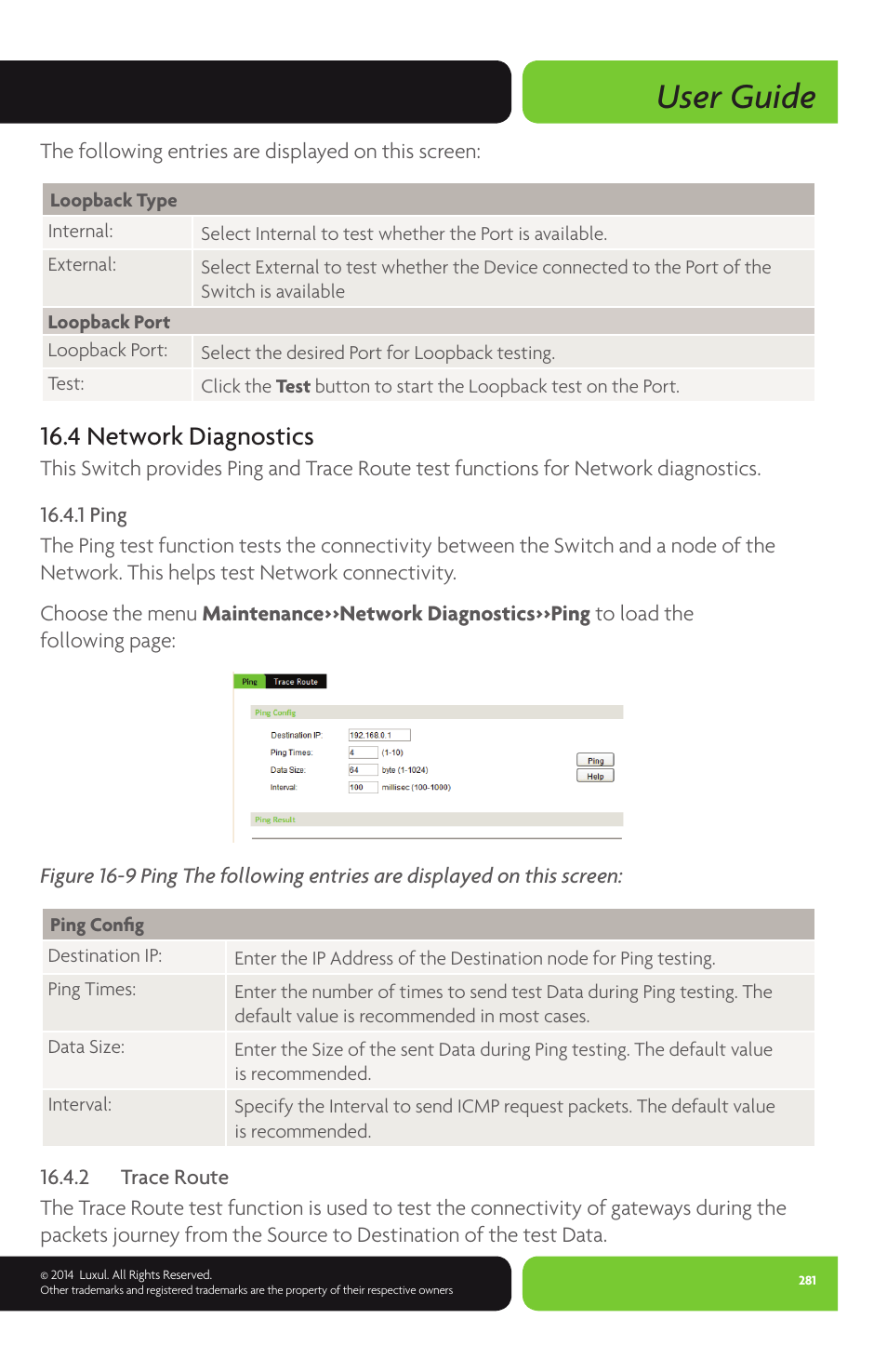 User guide, 4 network diagnostics | Luxul XMS-1024P User Manual | Page 281 / 292