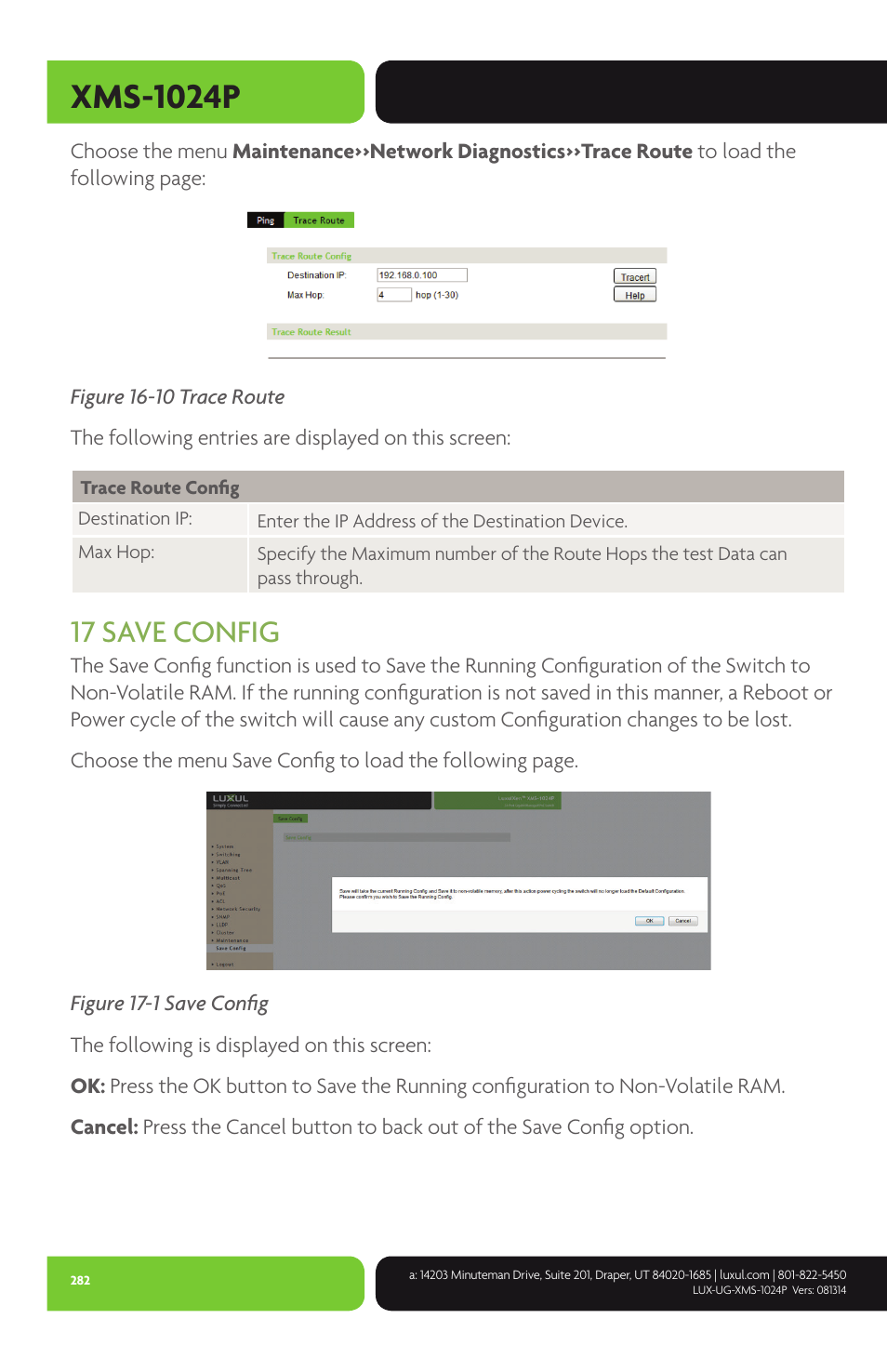 Xms-1024p, 17 save config | Luxul XMS-1024P User Manual | Page 282 / 292