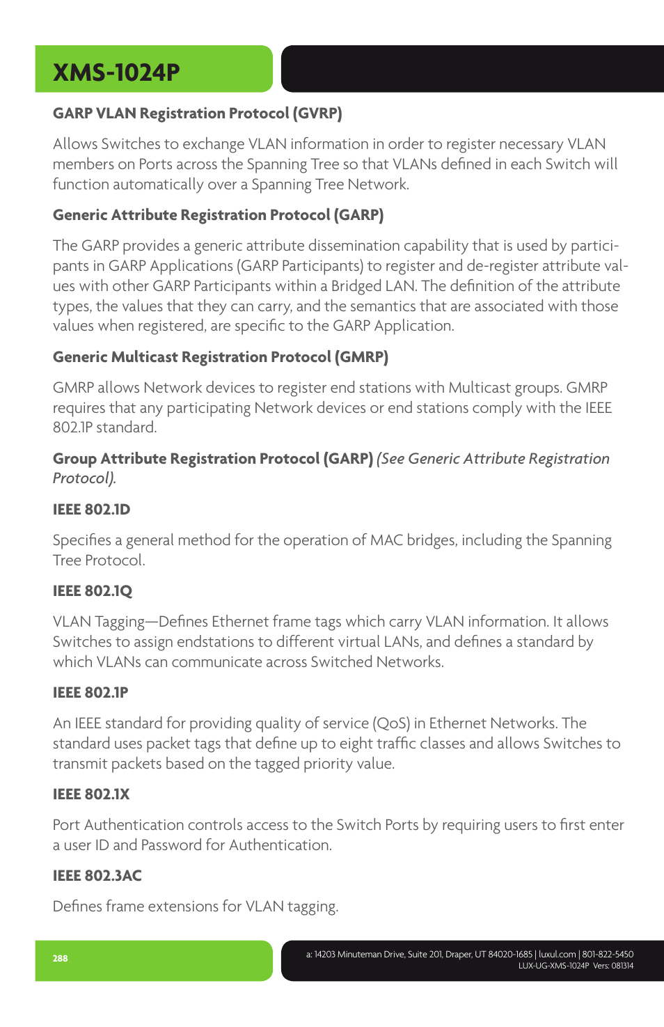 Xms-1024p | Luxul XMS-1024P User Manual | Page 288 / 292