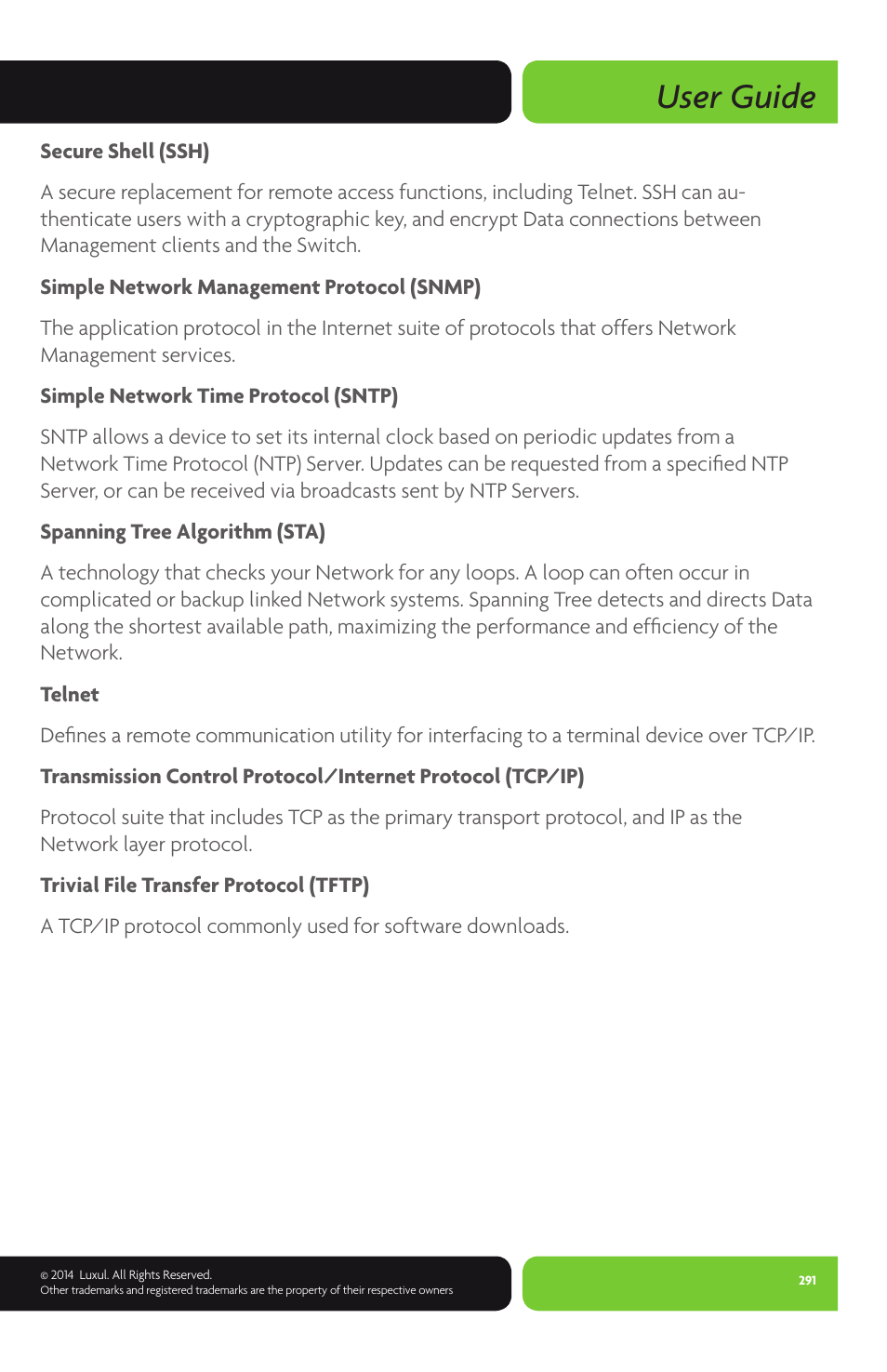 User guide | Luxul XMS-1024P User Manual | Page 291 / 292