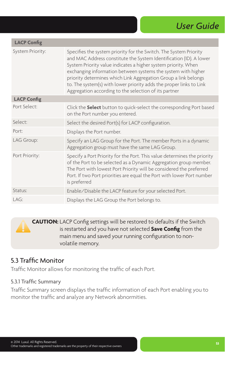 User guide, 3 traffic monitor | Luxul XMS-1024P User Manual | Page 53 / 292