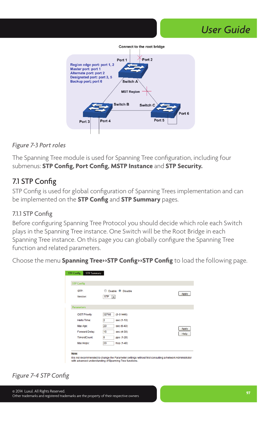 User guide, 1 stp confi g | Luxul XMS-1024P User Manual | Page 97 / 292