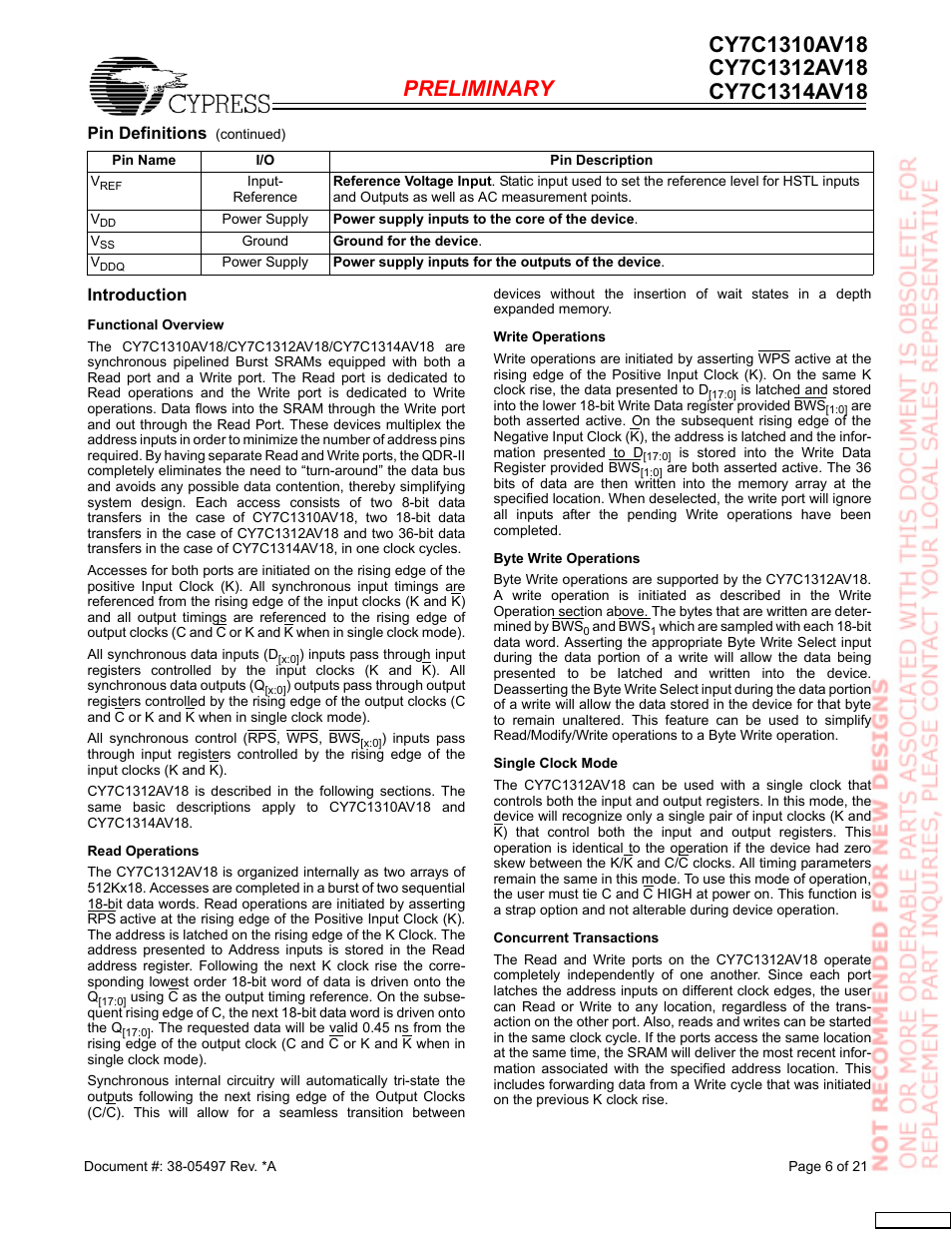 Cypress CY7C1312AV18 User Manual | Page 6 / 21