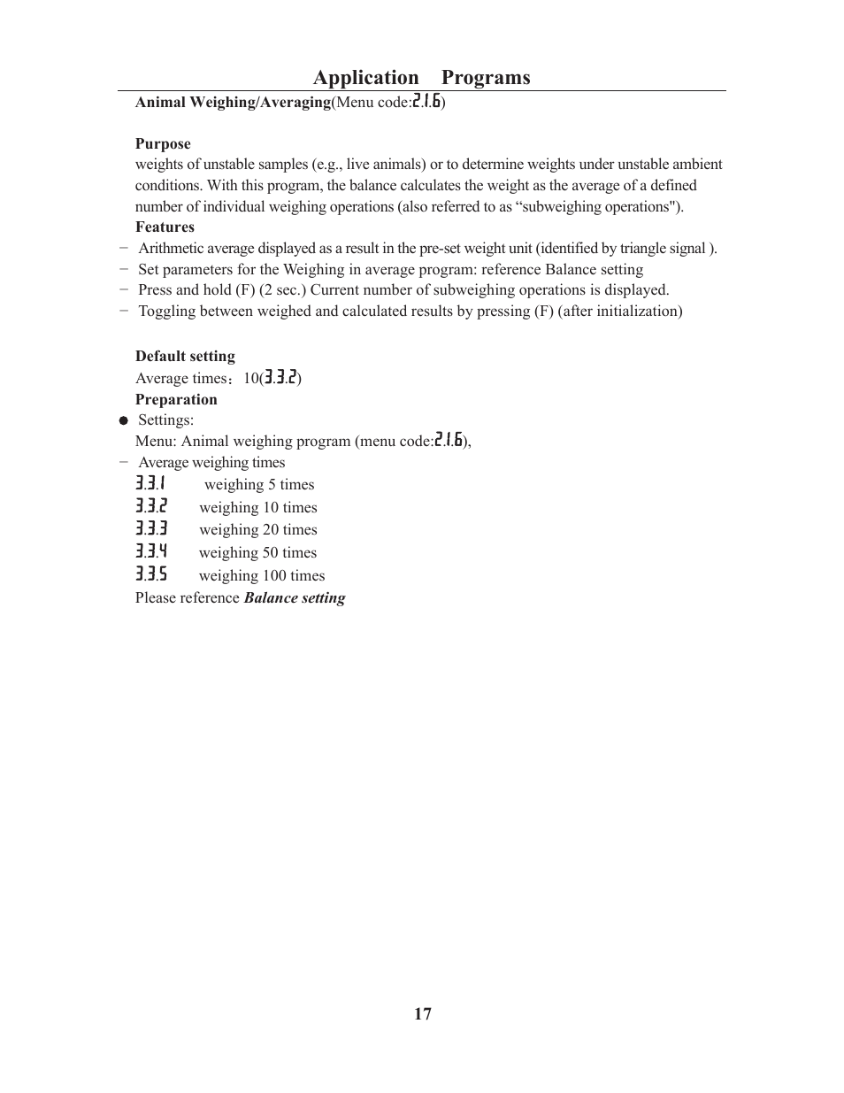 Application programs | LW Measurements HRB 224 Magnetic Force Balance User Manual | Page 19 / 32