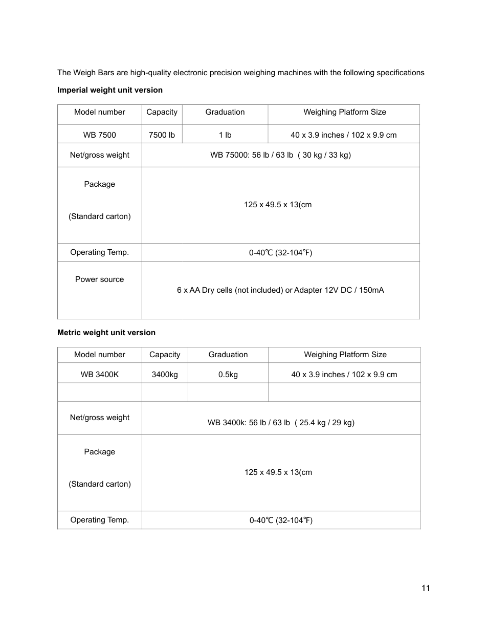 LW Measurements WB 7500 User Manual | Page 11 / 24