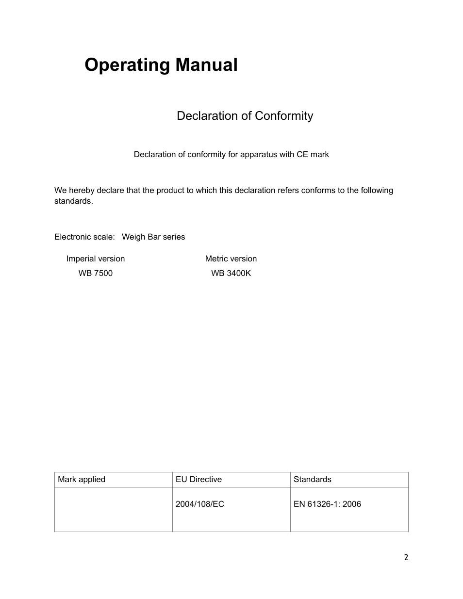 Operating manual | LW Measurements WB 7500 User Manual | Page 2 / 24