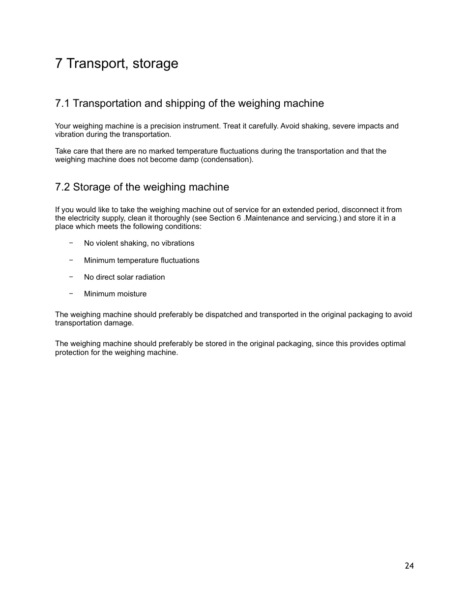 7 transport, storage | LW Measurements WB 7500 User Manual | Page 24 / 24
