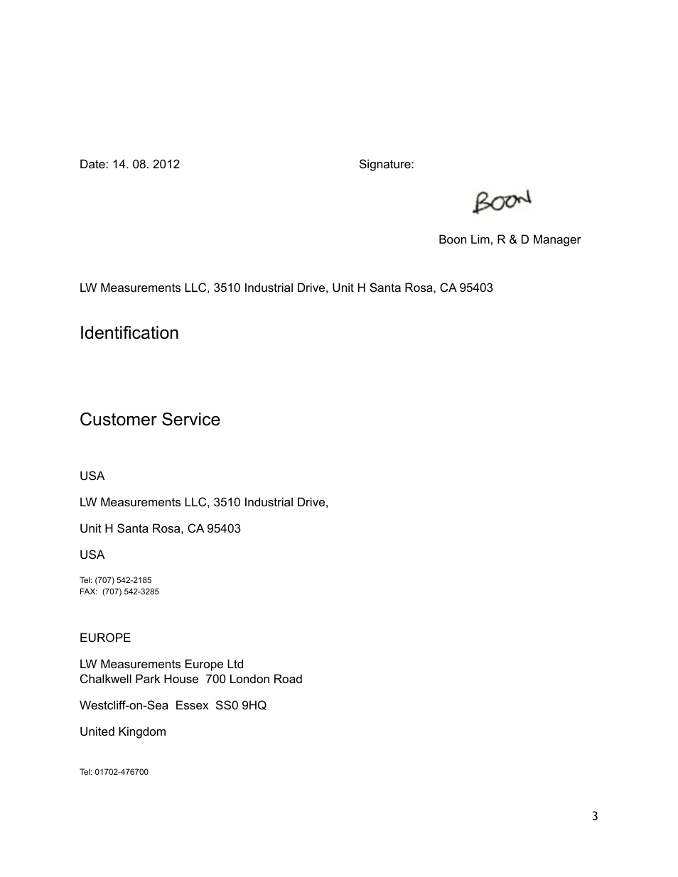 LW Measurements WB 7500 User Manual | Page 3 / 24