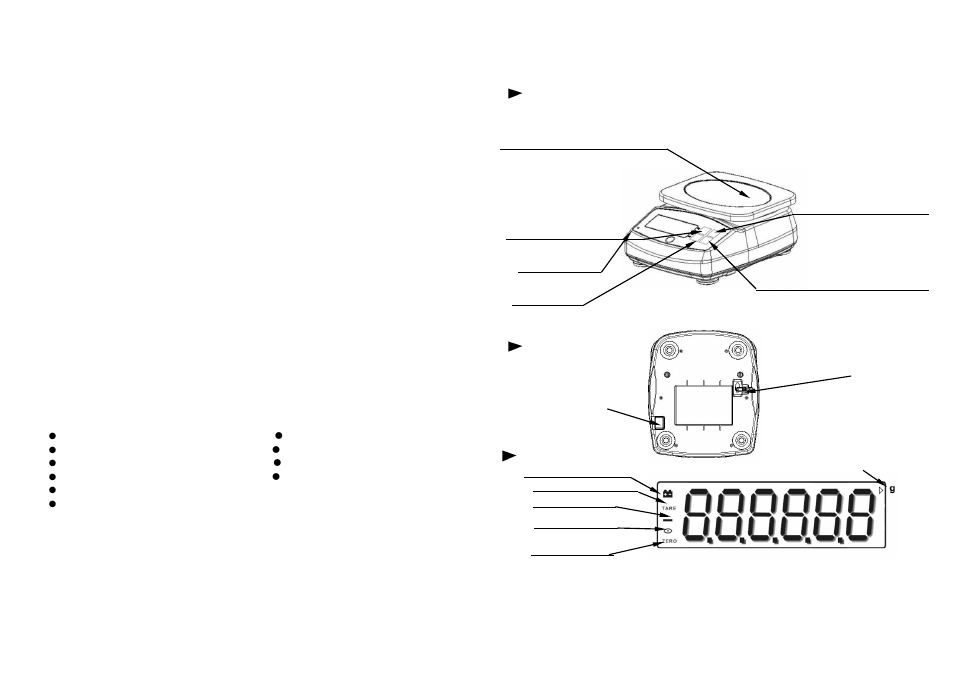 Function settings, Features, Parts description | LW Measurements WPB 33 Water Proof Balance User Manual | Page 3 / 4