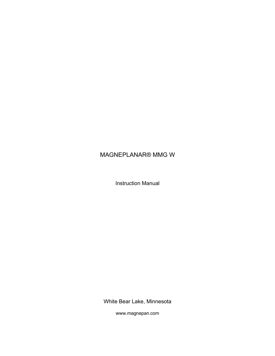 Magnepan MMG W User Manual | 7 pages