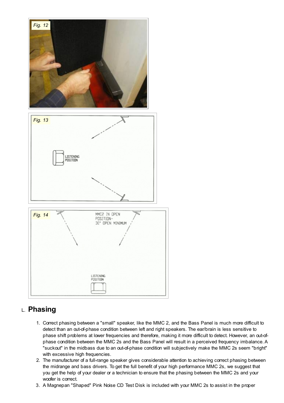 Phasing | Magnepan MMC 2 User Manual | Page 12 / 13