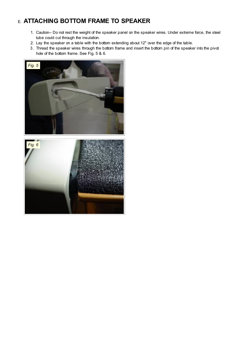 Attaching bottom frame to speaker | Magnepan MMC 2 User Manual | Page 6 / 13