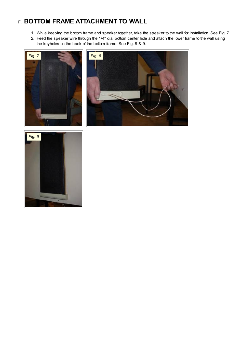Bottom frame attachment to wall | Magnepan MMC 2 User Manual | Page 7 / 13