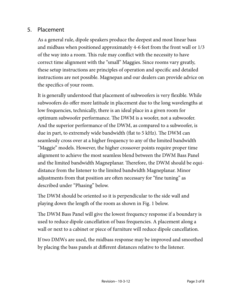 Magnepan DWM User Manual | Page 3 / 8